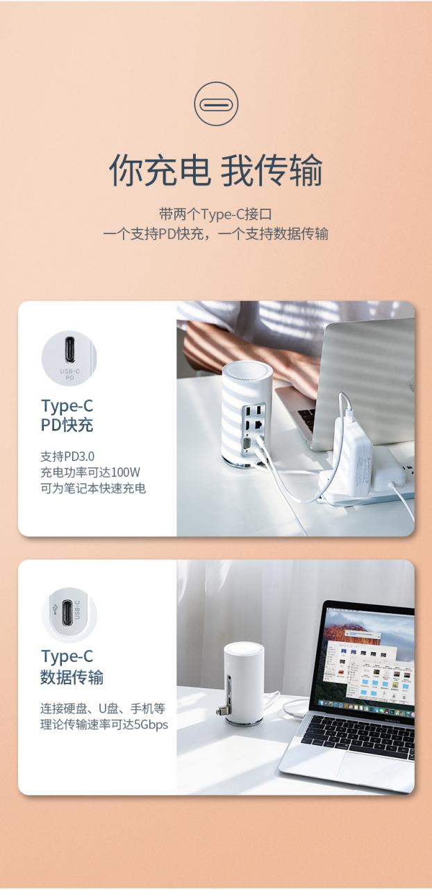 綠聯(lián)音響概念款USB-C擴展塢