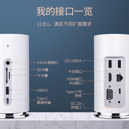 綠聯(lián)音響概念款USB-C擴展塢